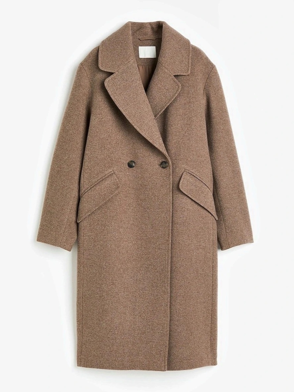 H&M Double-Breasted Long Coat in Brown Small Like New